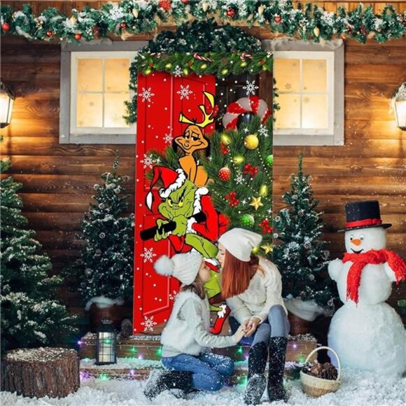 6x3 FT Christmas Door Cover, Outdoor Banner Decor for Front‎ Door Holiday Party - Picture 6 of 8